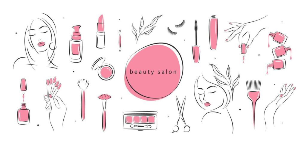 big-set-of-elements-and-icons-for-beauty-salon-nail-polish-manicured-female-hands-beautiful-woman-face-lipstick-eyelash-extension-makeup-hairdressing-illustrations-vector-1024x484 Онлайн-запись к мастерам красоты: трансформация сферы услуг